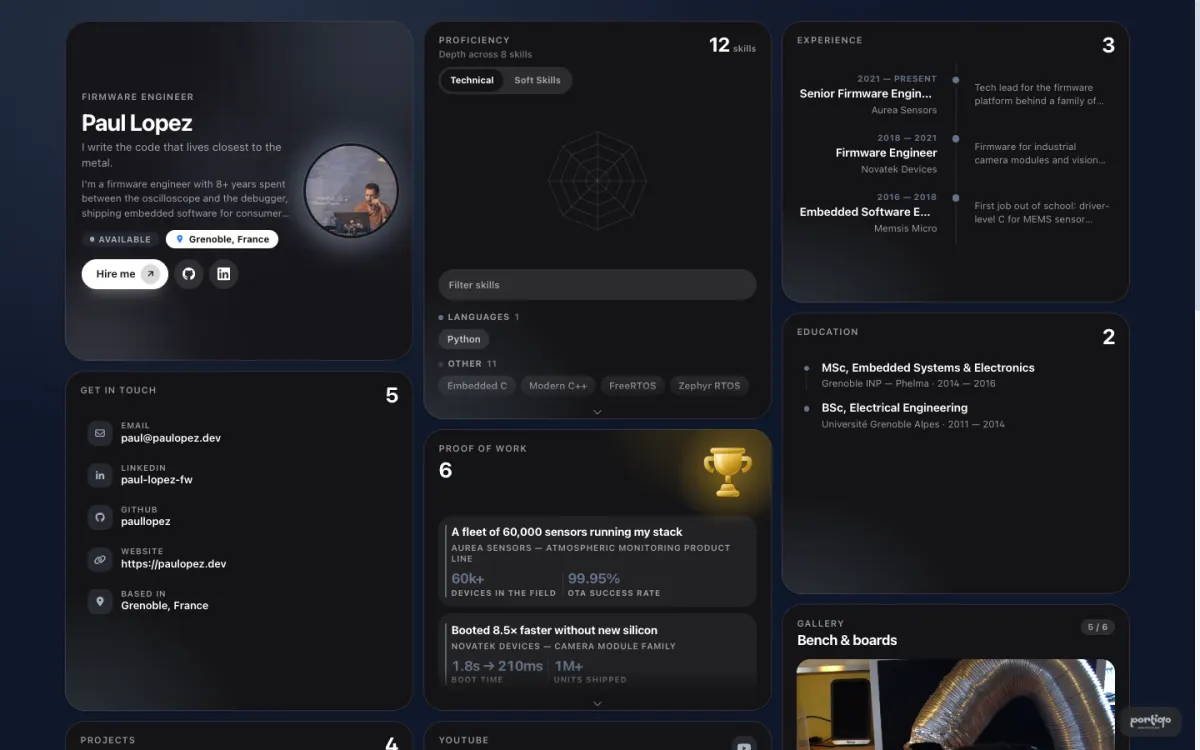 Paul Lopez live portfolio built with Portiqo